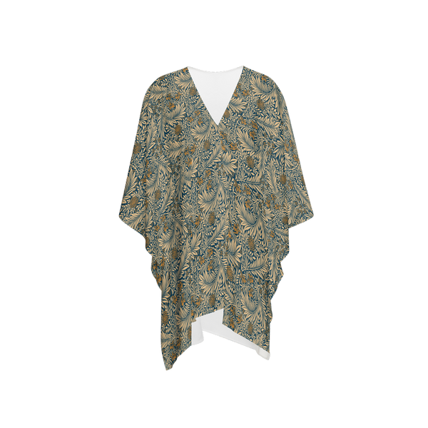 LIMITED EDITION INTRICATE LEAVES WOMEN'S CHIFFON-LIKE WRAP INK BLUE